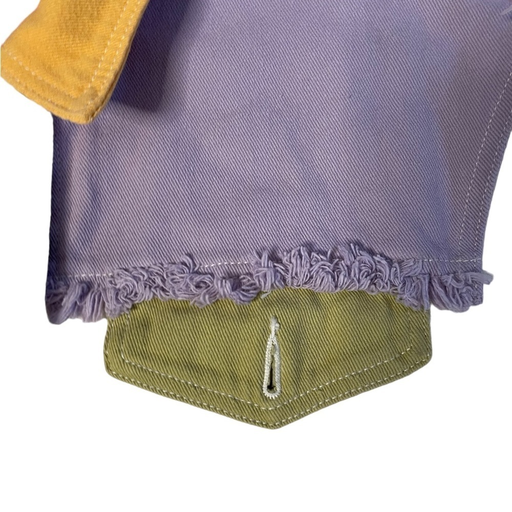 Vigoss Cropped Patchwork Denim Raw Edge Jean Jack… - image 7